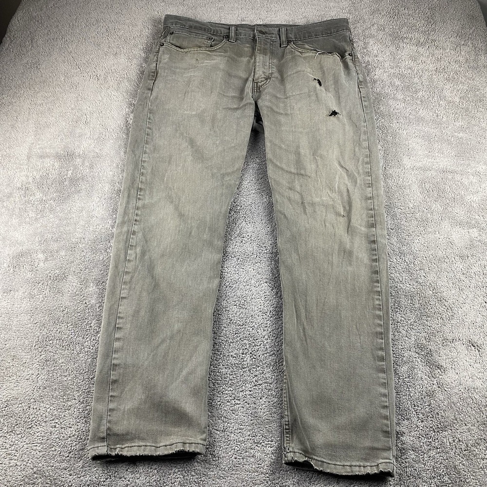 Levis 502 Taper Fit Jeans Mens 34x30 Gray Mid Rise